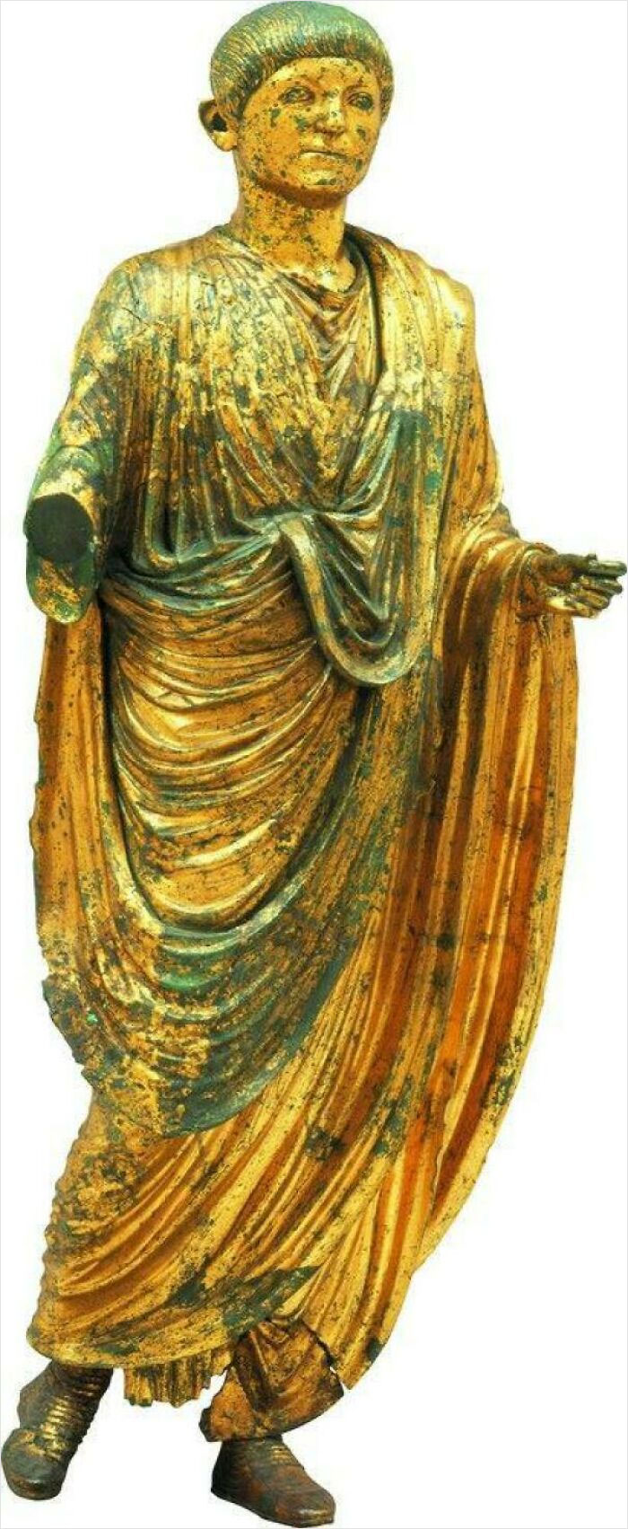 La única vez que se erigió una columna monumental y se adornó con una estatua que no era un emperador fue el "Ciudadano Emona" de bronce dorado de principios del siglo II. Conservada en el Lapidarium romano del Museo Nacional de Eslovenia