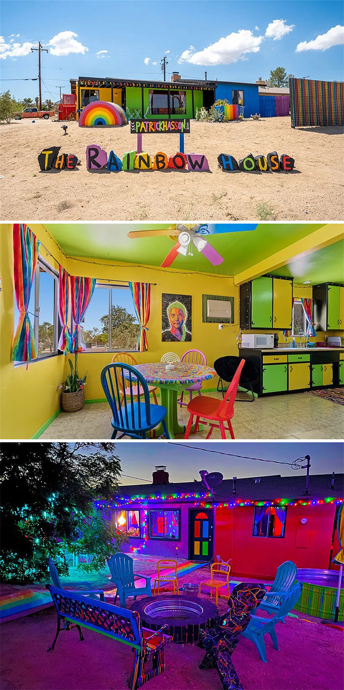 A Lovely & Super Colorful Rainbow House Out In Joshua Tree!