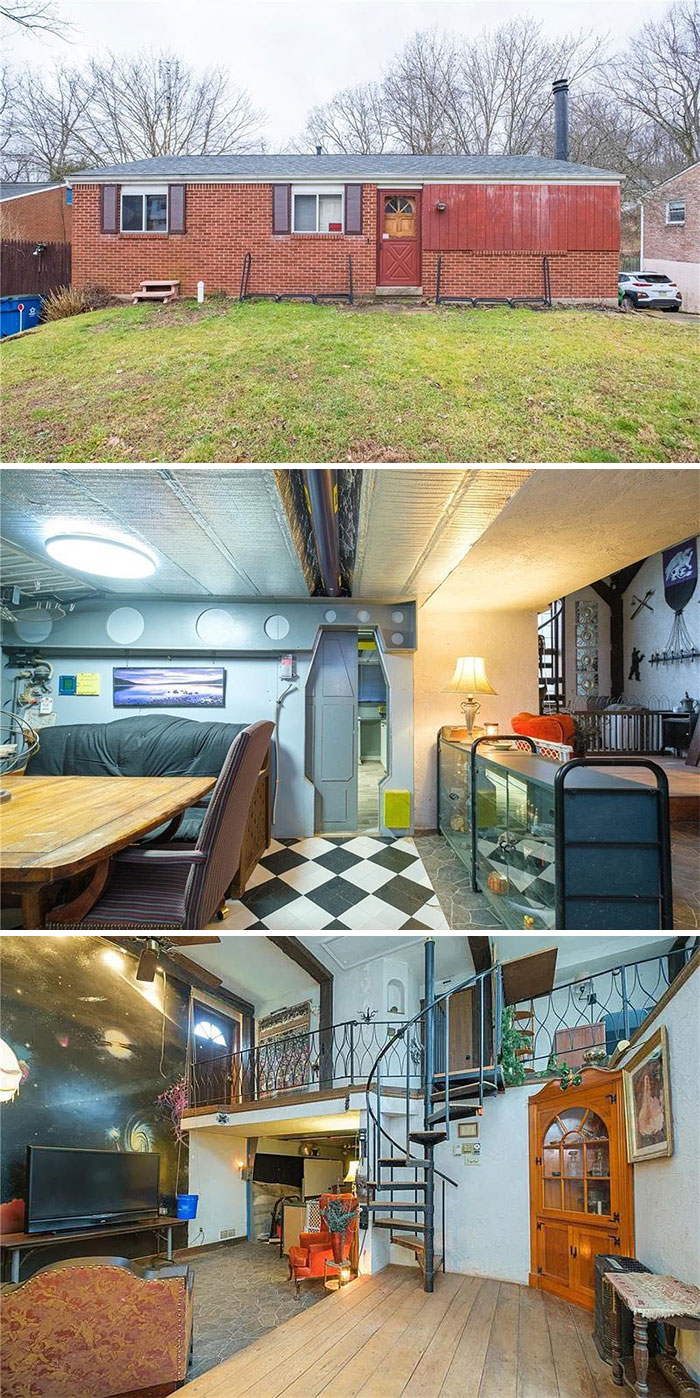 Every Home Needs One Thing And That One Thing Is A Dining Room Command Center With A Hatch That Takes You To The Laundry Room And Workshop. Bonus: There Is An Elevated Library In The Living Room