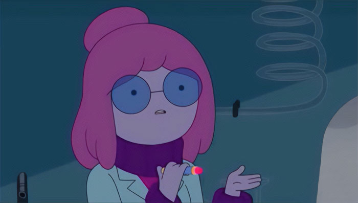 Princess Bubblegum holding a flashlight, illustrating wacky and profound Adventure Time quotes in a dark setting.