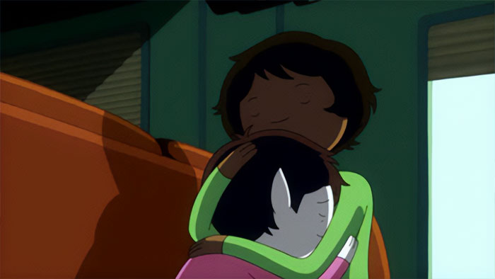 Marceline’s mom hugging Marceline in a heartfelt moment from Adventure Time quotes scene.