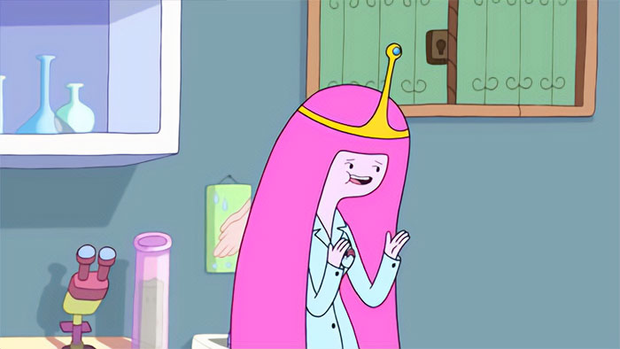 Princess Bubblegum from Adventure Time speaking in a lab setting, illustrating wacky yet profound Adventure Time quotes.