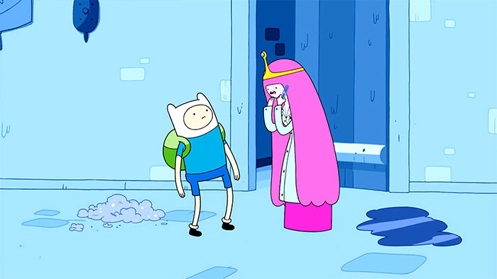 Princess Bubblegum talking with Finn the Human in a scene featuring Adventure Time quotes that are purely wacky and profound.