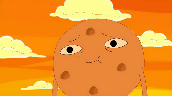 Princess Cookie from Adventure Time looks sincerely against an orange sky in a scene related to wacky Adventure Time quotes.