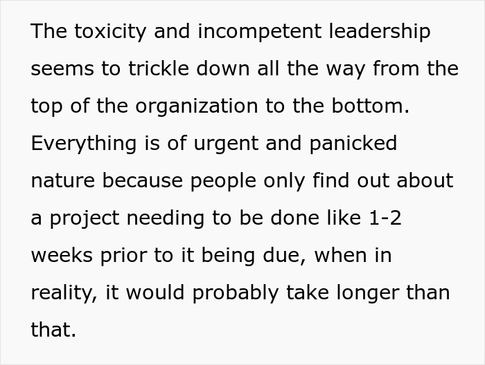 &ldquo;Everything Is Urgent And Panicked&rdquo;: Man Puts In 2-Week Notice, Toxic Management Puts Months Of Work On His Desk Instead