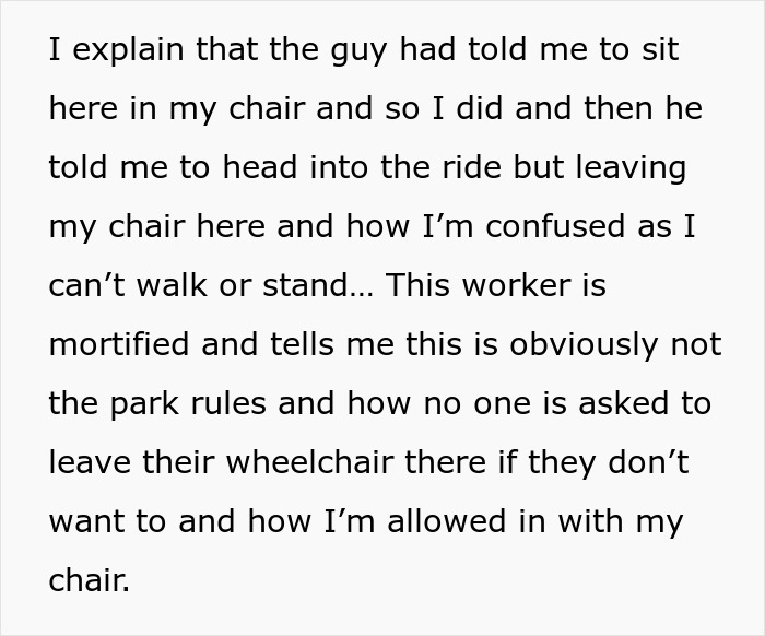 Person Who Uses A Wheelchair Full-Time Is Told To Leave It Before Hopping On A Ride, Maliciously Complies Until The Employee Understands They Screwed Up