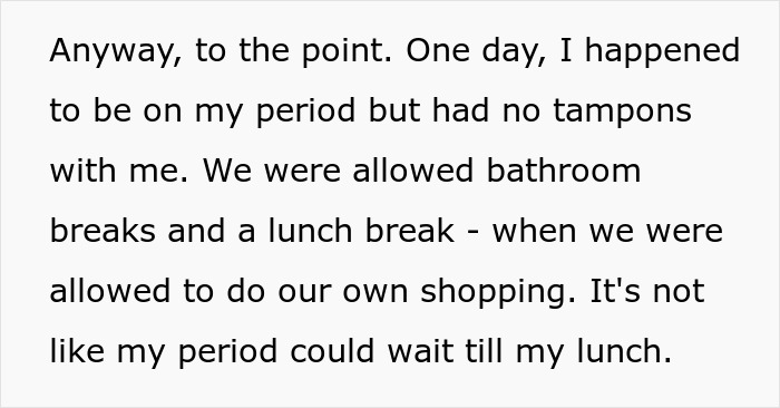"I Had To Buy Tampons Because I'm On My Period": Woman Quits Immediately After Rude Coworker Tattles On Her