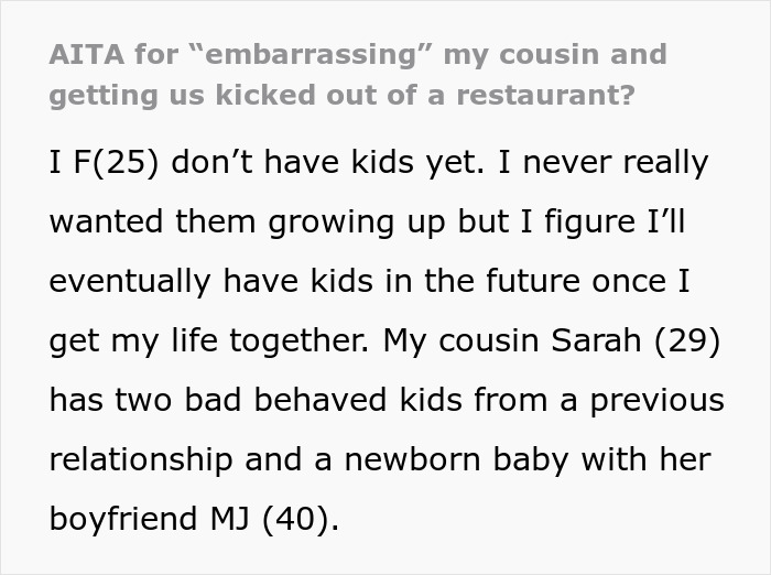 Woman Wonders If She Was Wrong For Losing Her Cool At A Family Outing After Cousin Makes Disparaging Remarks