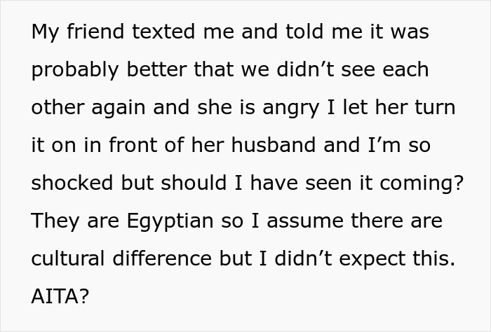 “She Is Angry I Let Her Turn It On In Front Of Her Husband”: Woman Gets Thrown Out Of Friend’s Home Over “Offensive” Gift “She Is Angry I Let Her Turn It On In Front Of Her Husband”: Woman Gets Thrown Out Of Friend’s Home Over “Offensive” Gift
