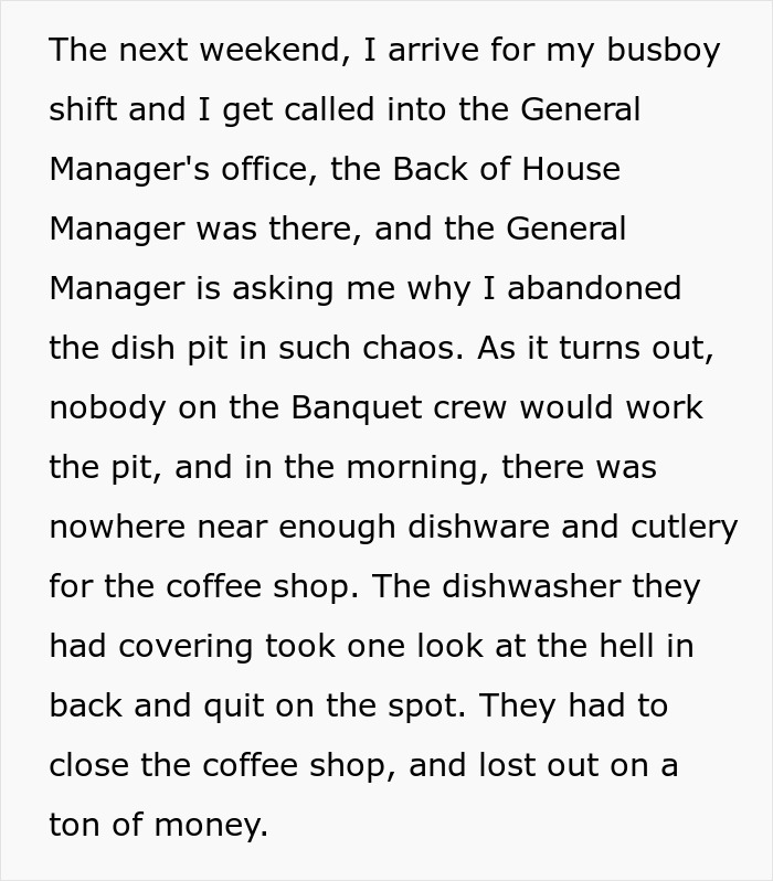 Manager Ignores His Part Of The Deal With Busboy, Regrets It When He Just Up And Leaves, Leaving The Place In Complete Pandemonium Manager Ignores His Part Of The Deal With Busboy, Regrets It When He Just Up And Leaves, Leaving The Place In Complete Pandemonium