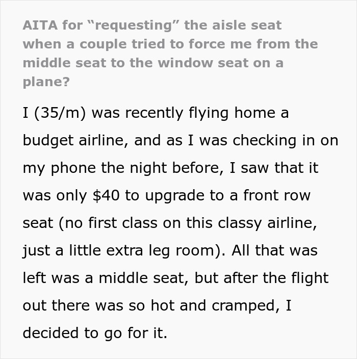 "My Stance Was About Etiquette And Principle": Man Stands His Ground During A Conflict Over Plane Seat With A Passenger Couple "My Stance Was About Etiquette And Principle": Man Stands His Ground During A Conflict Over Plane Seat With A Passenger Couple