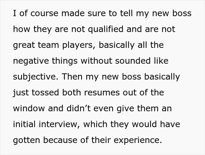 Person Gets Petty Revenge On Former Coworkers Who Made Their Life Miserable By Telling The Truth When They Apply At Their New Workplace