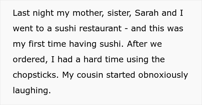 Woman Wonders If She Was Wrong For Losing Her Cool At A Family Outing After Cousin Makes Disparaging Remarks