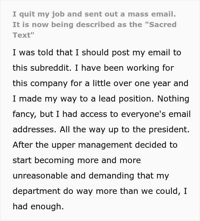 Employee Quits Their Job, Sends Out An Email That Others Call The &ldquo;Sacred Text&rdquo;
