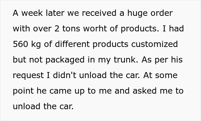 "You Don't Want Me To Unload My Car? Great!": Employee Agrees With Coworker Insisting He Shouldn't Help Unload His Car