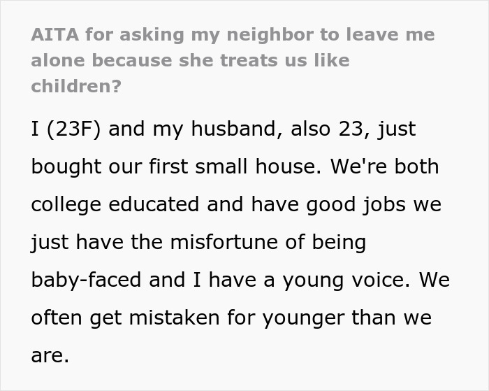 "Are Your Parents Home, I'd Like To Say Hi": Neighbor Assumes New Couple Are Kids, Starts Treating Them Like It