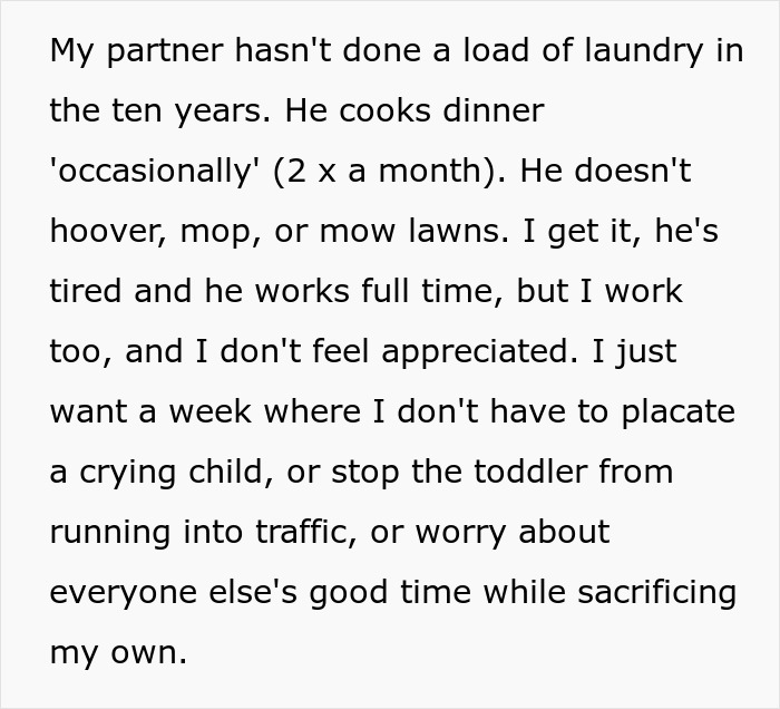 Husband Doesn't Want His Wife To Go On A Birthday Vacation Alone, Calls Her "Selfish" For Wanting Him To Stay With The Kids