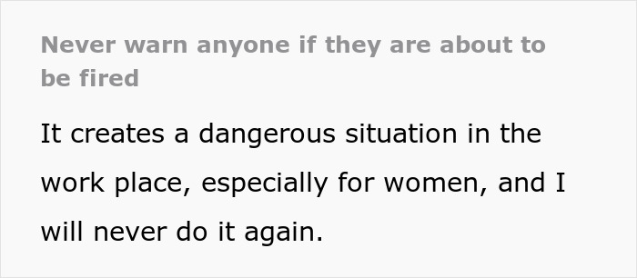 &ldquo;Lesson Officially Learned&rdquo;: Employee Shares Why You Should Never Warn Your Coworkers About Them Getting Fired