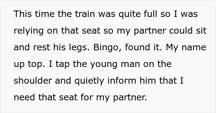 Person Couldn&rsquo;t Boot A Guy On The Train From The Seat Reserved For Their Disabled Fianc&eacute;, Vents Online
