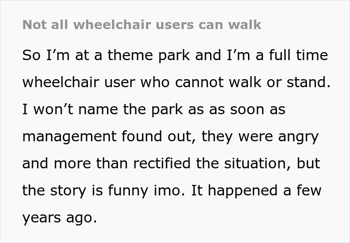 Person Who Uses A Wheelchair Full-Time Is Told To Leave It Before Hopping On A Ride, Maliciously Complies Until The Employee Understands They Screwed Up