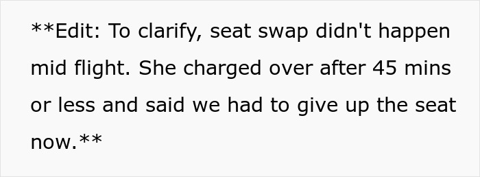 Exhausted Passenger Is Upset About Having To Give Up Their Middle Seat To A Mother Traveling With A Baby