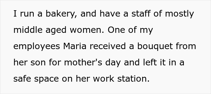 Employee Struggles With Infertility, Gets Upset When Manager Ignores Her Demand To Make Another Coworker Put Away Her Mother&rsquo;s Day Flowers