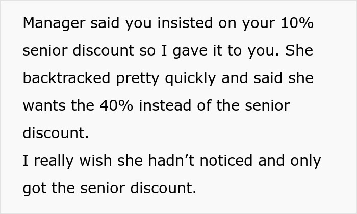 “Where’s My 40% Coupon?”: People Are Cracking Up At This Story About A Karen Who Demanded To Have Her 10% Senior Discount Instead Of 40% Coupon “Where’s My 40% Coupon?”: People Are Cracking Up At This Story About A Karen Who Demanded To Have Her 10% Senior Discount Instead Of 40% Coupon