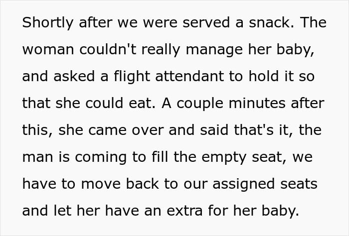 Exhausted Passenger Is Upset About Having To Give Up Their Middle Seat To A Mother Traveling With A Baby