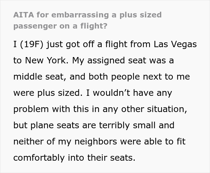 &ldquo;Am I A Jerk For Embarrassing A Plus-Sized Passenger On A Flight?&rdquo;