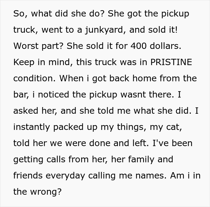 Guy Finds Out GF Secretly Sold The Car That Was In His Family For Generations, Dumps Her, Sues Her, And Gets His Car Back