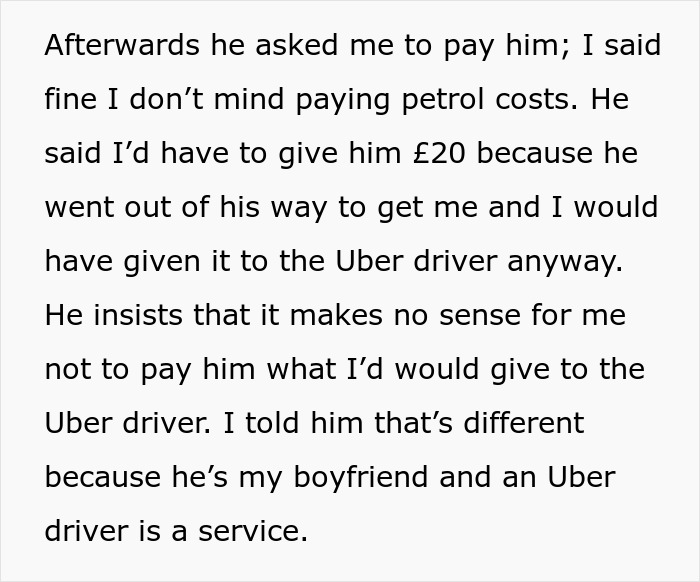 Boyfriend Demands To Be Paid The Same As Uber For Picking Girlfriend Up From Work, And The Woman Is Perplexed