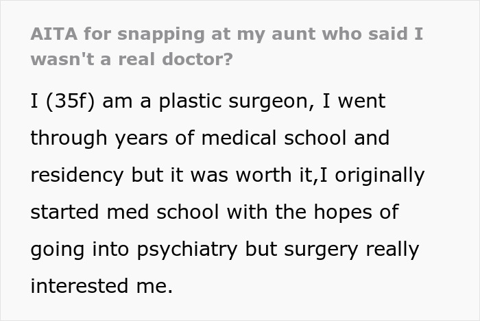 Plastic Surgeon Has Enough Of Aunt Bashing Her Profession And Idolizing Her Nurse Daughter, Viciously Mocks Both Of Them