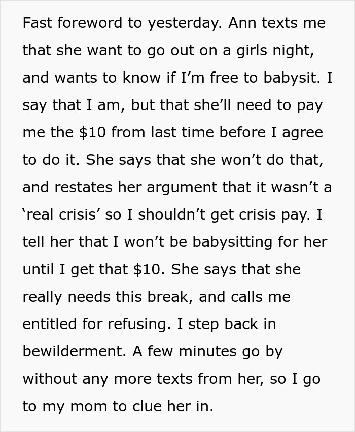 Mom Refuses To Pay Babysitter An Extra $10 For 'Crisis Pay', So He Refuses To Babysit