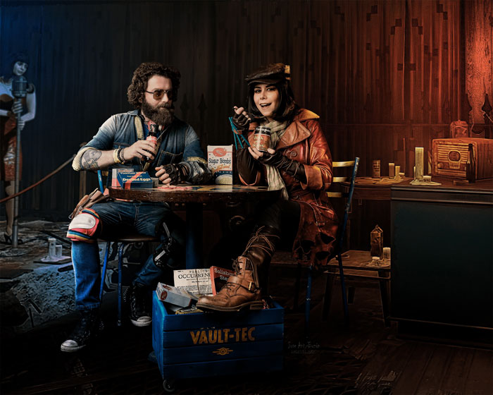 Person cosplaying Fallout 4 Piper Wright and Canadian Vault Dweller