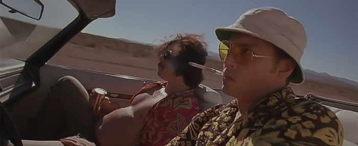 Raoul and Dr. Gonzo in the car 