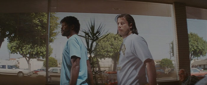 Vincent and Jules walking 