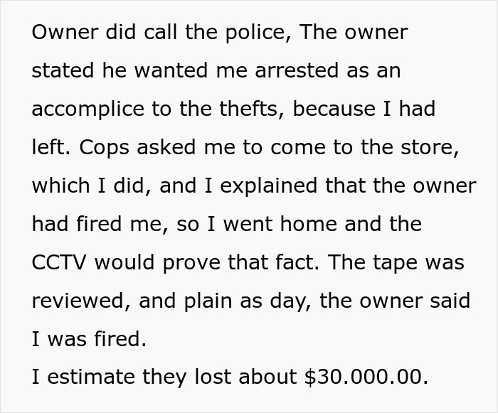 Employee Gets Fired, So She Just Goes Home, Boss Calls The Police On Her After Realizing $30k Of Goods Went Missing But Ends Up Looking Like A Fool