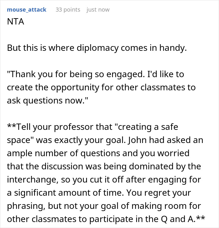 Woman Annoyed With Guy In Class Asking Irrelevant Questions About Her Presentations Shuts Him Down, Is Expected To Apologize