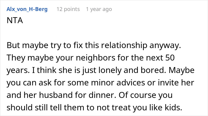"Are Your Parents Home, I'd Like To Say Hi": Neighbor Assumes New Couple Are Kids, Starts Treating Them Like It
