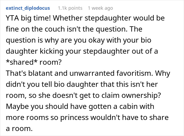 Mom Can't Believe Her Husband Suggested Her Daughter Sleep On The Couch, While His Daughter Gets A Whole Room To Herself