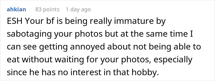 Man Goes Out Of His Way To Ruin Girlfriend&rsquo;s Food Pictures, So She Makes Him Pay