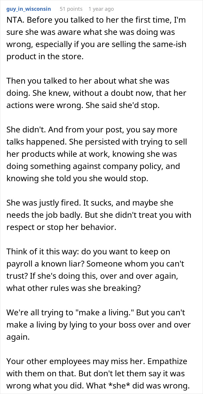 General Manager Asks If He Was A Jerk To Fire MLM Employee For Selling Pyramid Scheme Products At Work