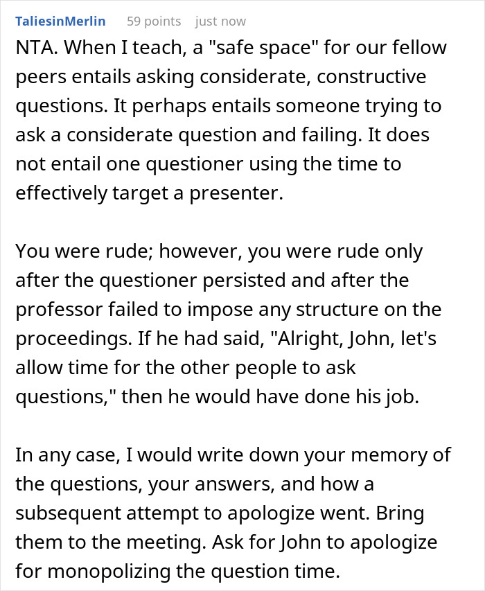 Woman Annoyed With Guy In Class Asking Irrelevant Questions About Her Presentations Shuts Him Down, Is Expected To Apologize