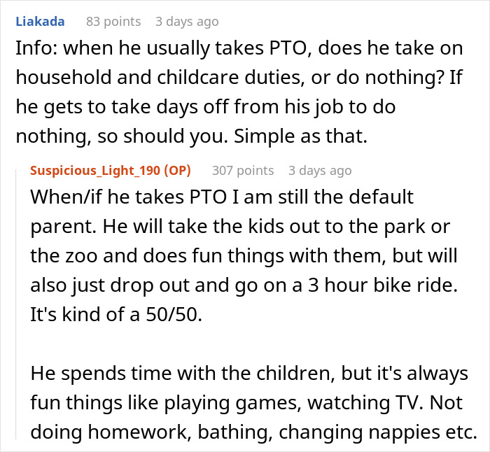 Husband Doesn't Want His Wife To Go On A Birthday Vacation Alone, Calls Her "Selfish" For Wanting Him To Stay With The Kids