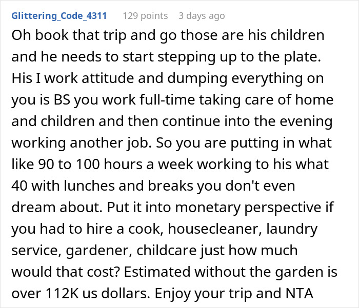Husband Doesn't Want His Wife To Go On A Birthday Vacation Alone, Calls Her "Selfish" For Wanting Him To Stay With The Kids