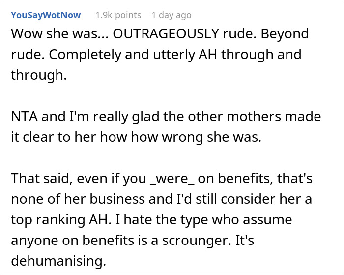 Woman Meets Fellow Mom From Kid&rsquo;s School, First Instinct Is To Berate Her For Being A &ldquo;Scrounger&rdquo; And &ldquo;On Benefits&rdquo;