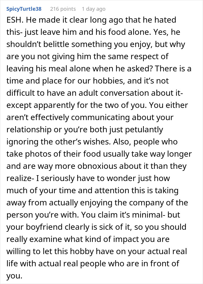 Man Goes Out Of His Way To Ruin Girlfriend&rsquo;s Food Pictures, So She Makes Him Pay