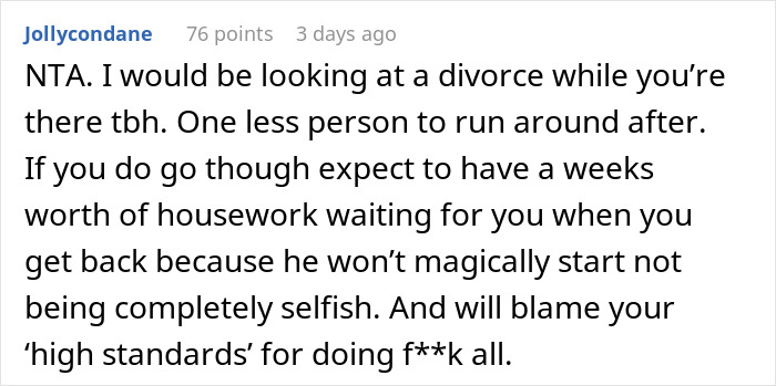 Husband Doesn't Want His Wife To Go On A Birthday Vacation Alone, Calls Her "Selfish" For Wanting Him To Stay With The Kids