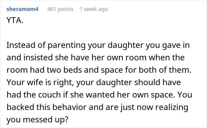 Mom Can't Believe Her Husband Suggested Her Daughter Sleep On The Couch, While His Daughter Gets A Whole Room To Herself
