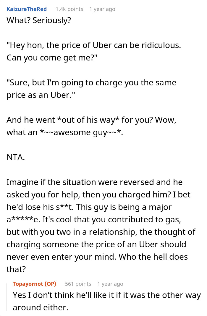 Boyfriend Demands To Be Paid The Same As Uber For Picking Girlfriend Up From Work, And The Woman Is Perplexed